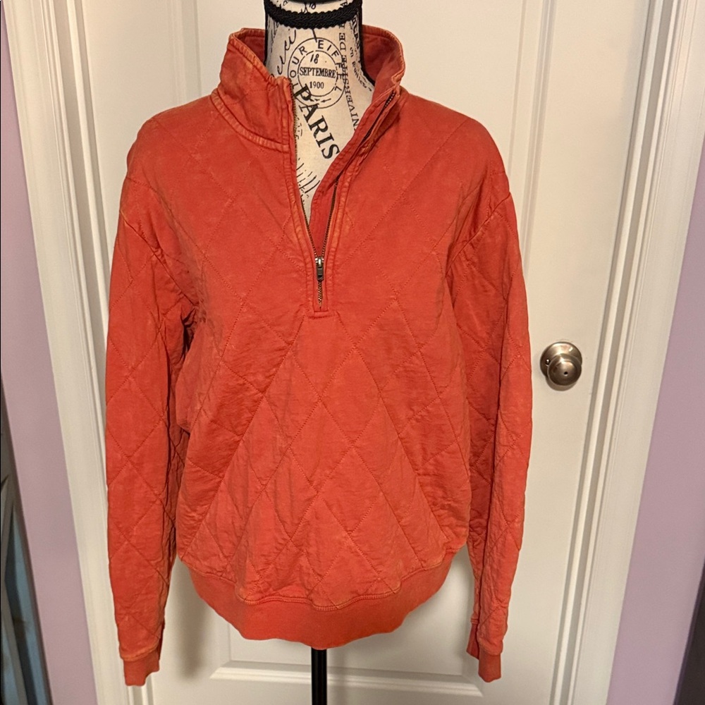 Universal Thread Orange Quilted Pullover - image 1